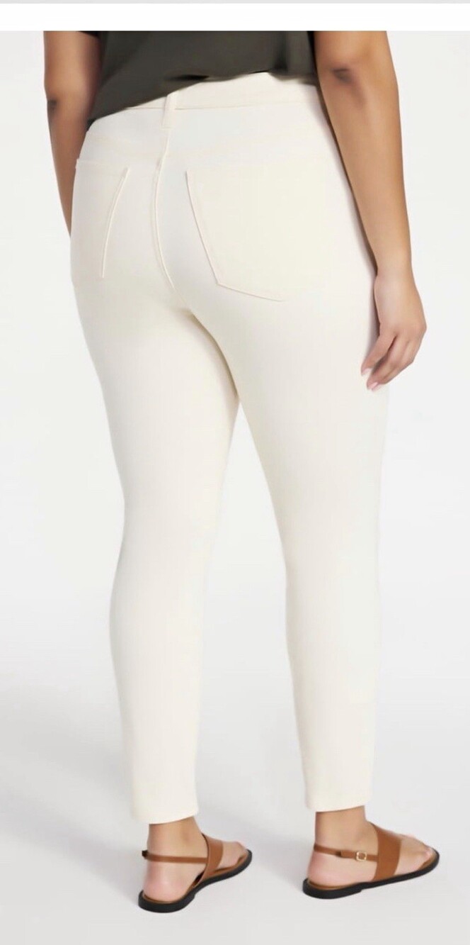 Terra & Sky Ivory Solid Carpenter Pants Plus Size 24W Button Zip Flat Front